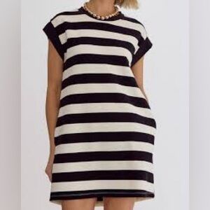 Premise Black and White Striped Midi Dress